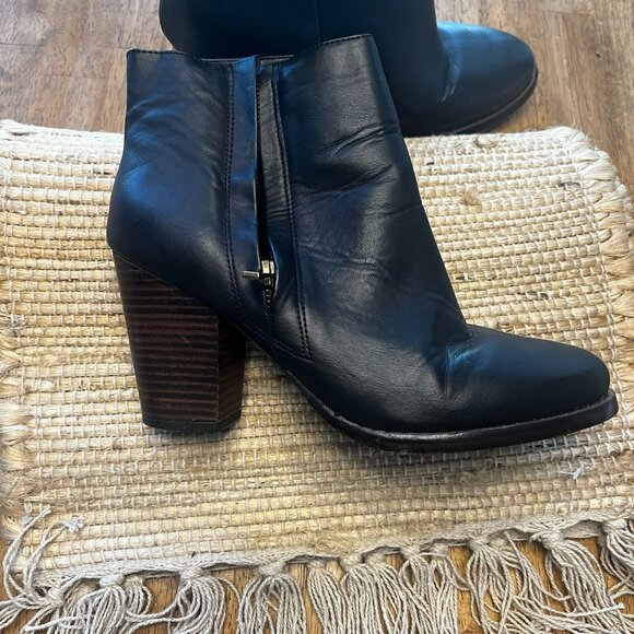 Silence + Noise Stacked Heel Black Ankle Boot size 10 - Picture 3 of 5